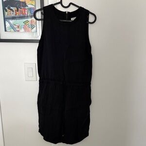 Lou & Grey Sleeveless Black Midi Dress with Drawstring Waist